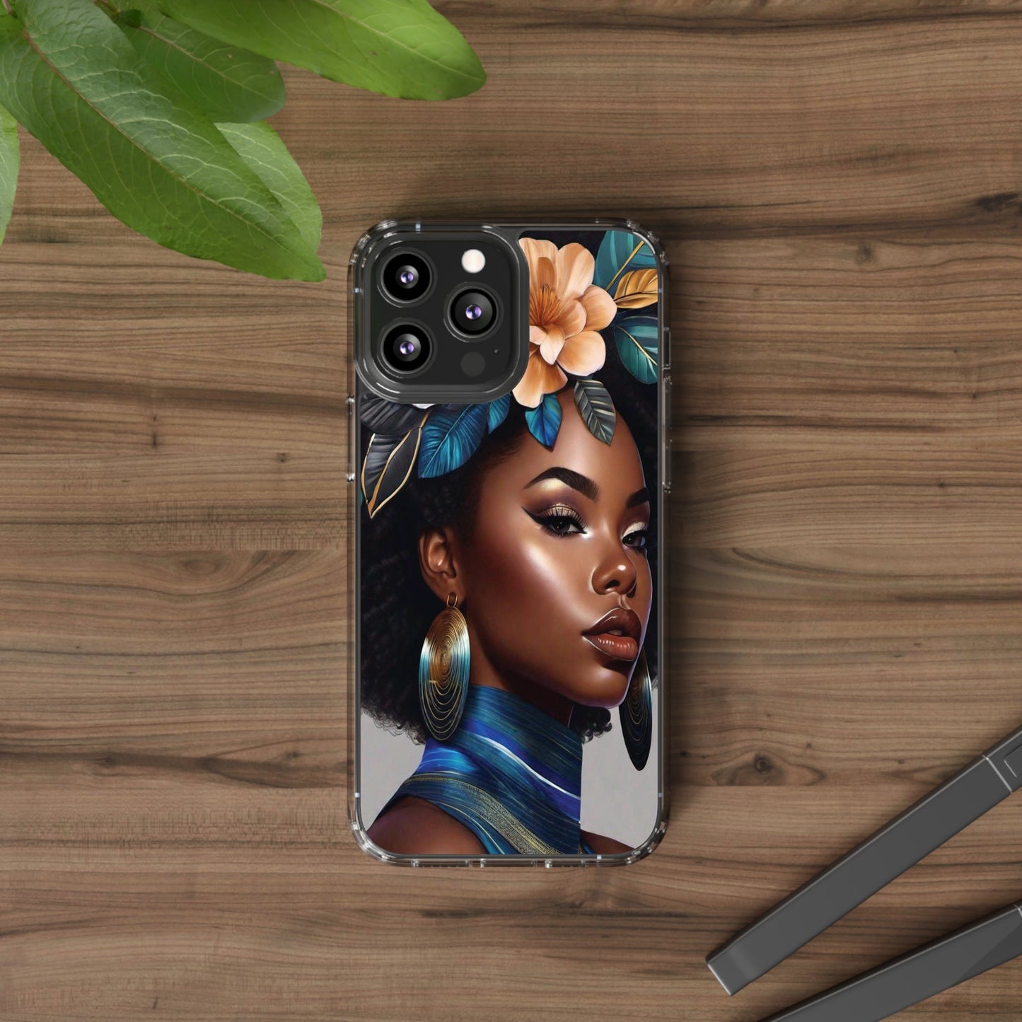 Beauty In Full Bloom | Black Girl Art | Clear Phone Case - Phone Case - Totally Bri LLC