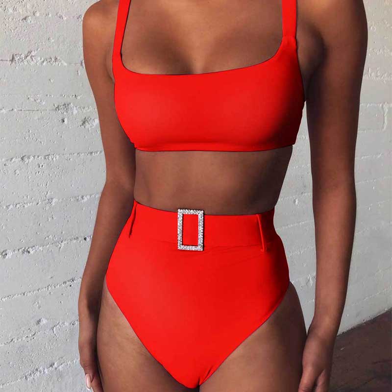 2 - Piece Buckle Front Bikini | High Waist Bikini Swimsuit - 2pc Bikini - Totally Bri LLC