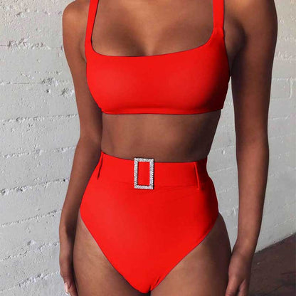 2 - Piece Buckle Front Bikini | High Waist Bikini Swimsuit - 2pc Bikini - Totally Bri LLC