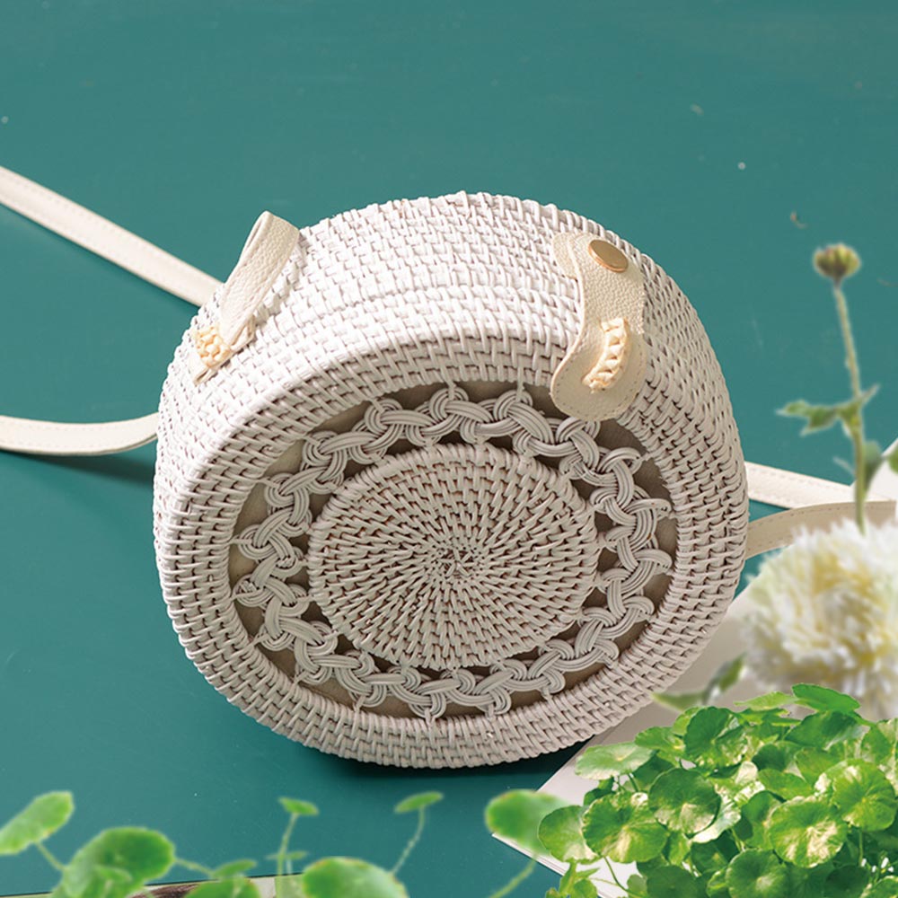 Artisan Sun Design White Rattan Handbag - purse - Totally Bri LLC