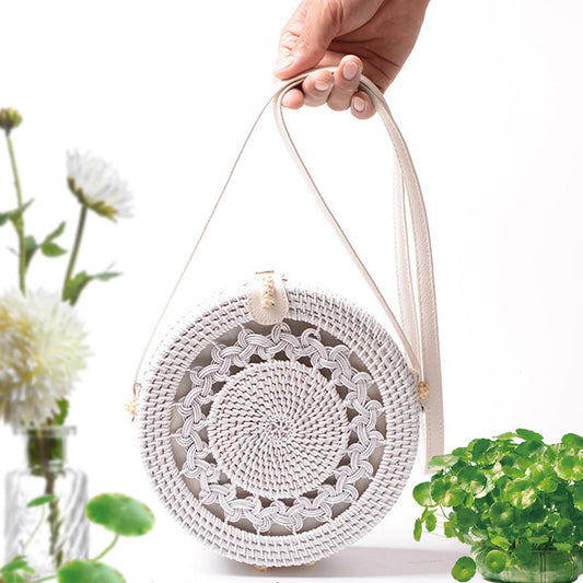 Artisan Sun Design White Rattan Handbag - purse - Totally Bri LLC