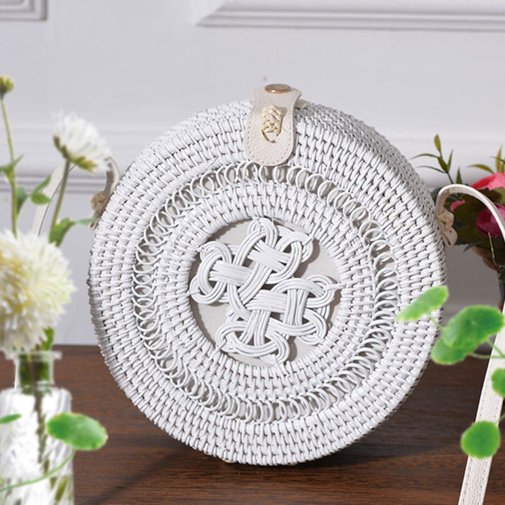 Artisan White Rattan Handbag – Spiral Edition - purse - Totally Bri LLC