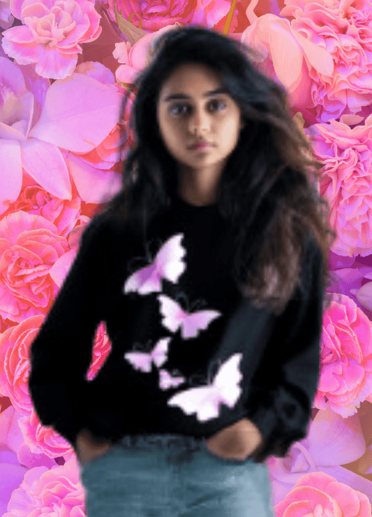Butterfly Breeze Graphic Fleece Crewneck Sweatshirt - Sweatshirt - Totally Bri LLC