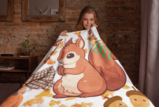 Cutesy Squirrel | Velveteen Plush Throw Blanket - All Over Prints - Totally Bri LLC