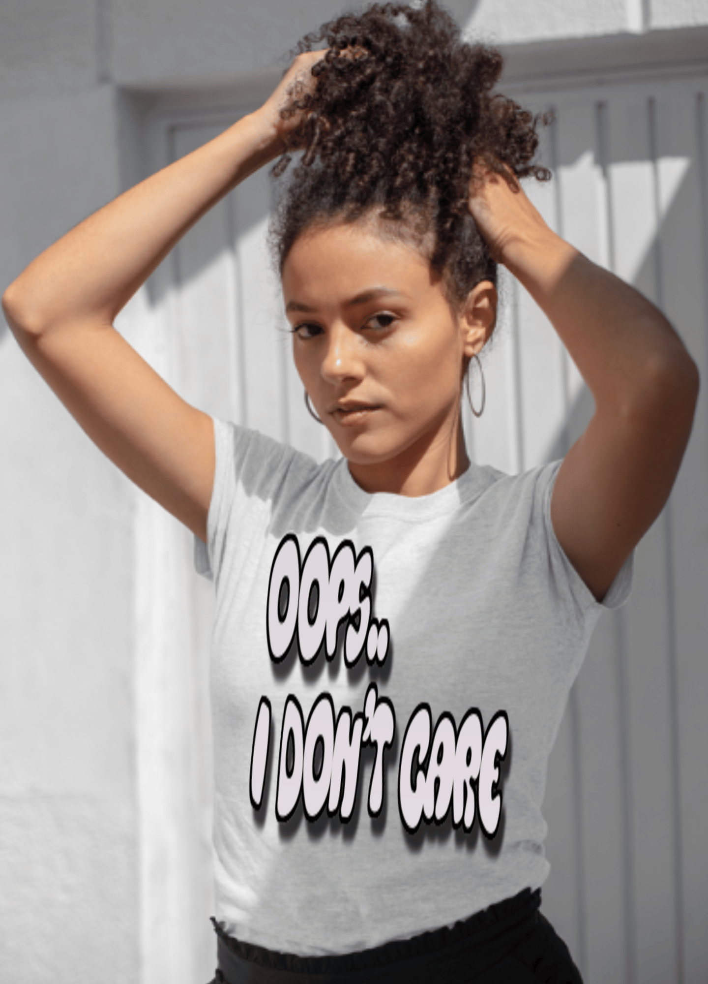 Don’t Care | Gray Print | T-shirt - T-Shirt - Totally Bri LLC