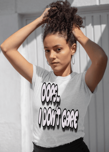 Don’t Care | Gray Print | T-shirt - T-Shirt - Totally Bri LLC