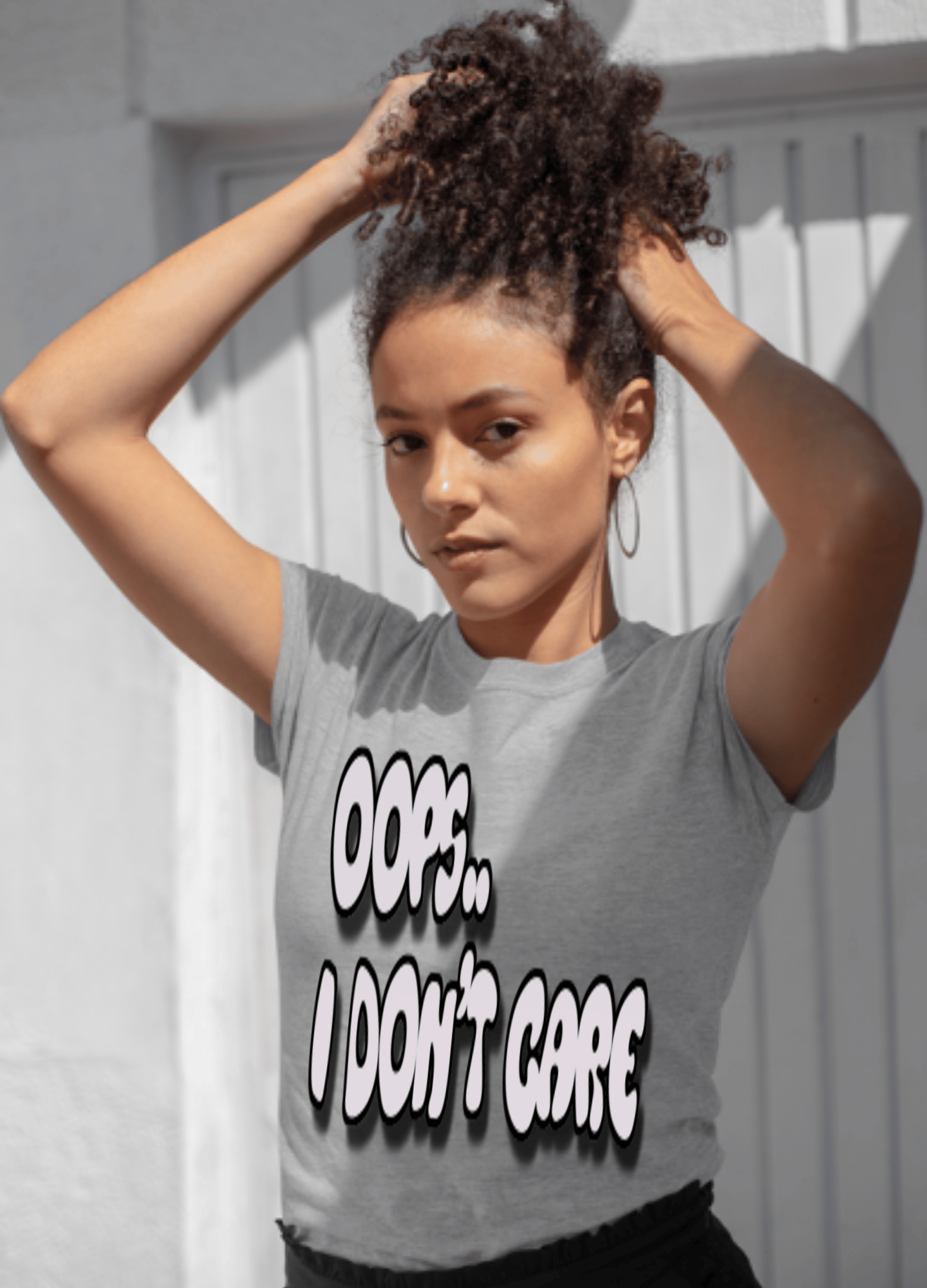 Don’t Care | Gray Print | T-shirt - T-Shirt - Totally Bri LLC