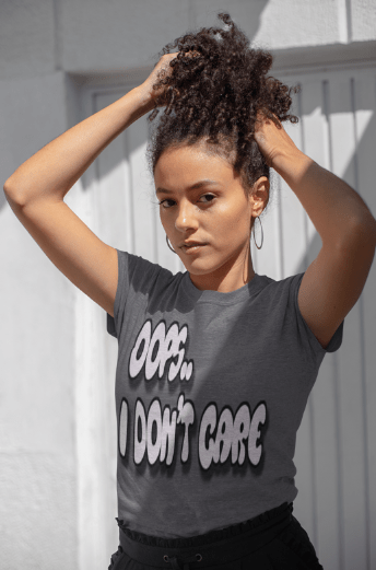 Don’t Care | Gray Print | T-shirt - T-Shirt - Totally Bri LLC