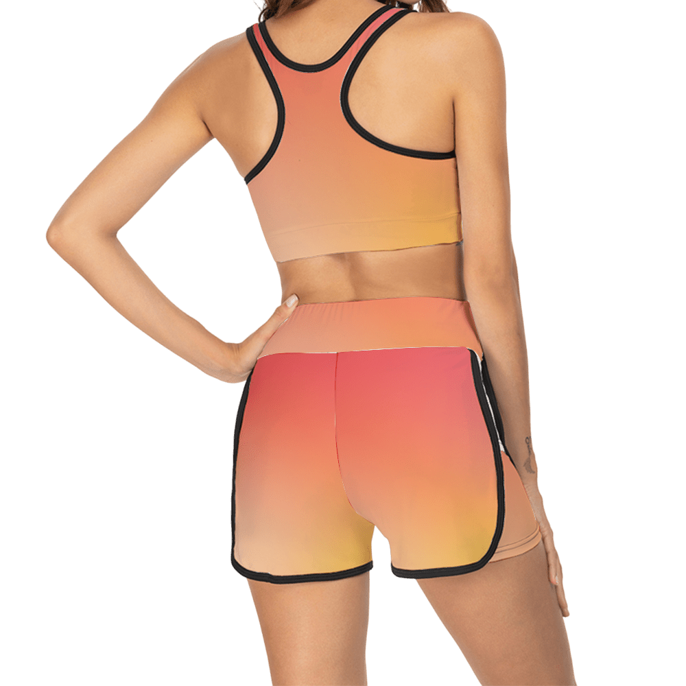 Gradient Peach Racerback Sports Bra & Shorts Set - activewear set - Totally Bri LLC