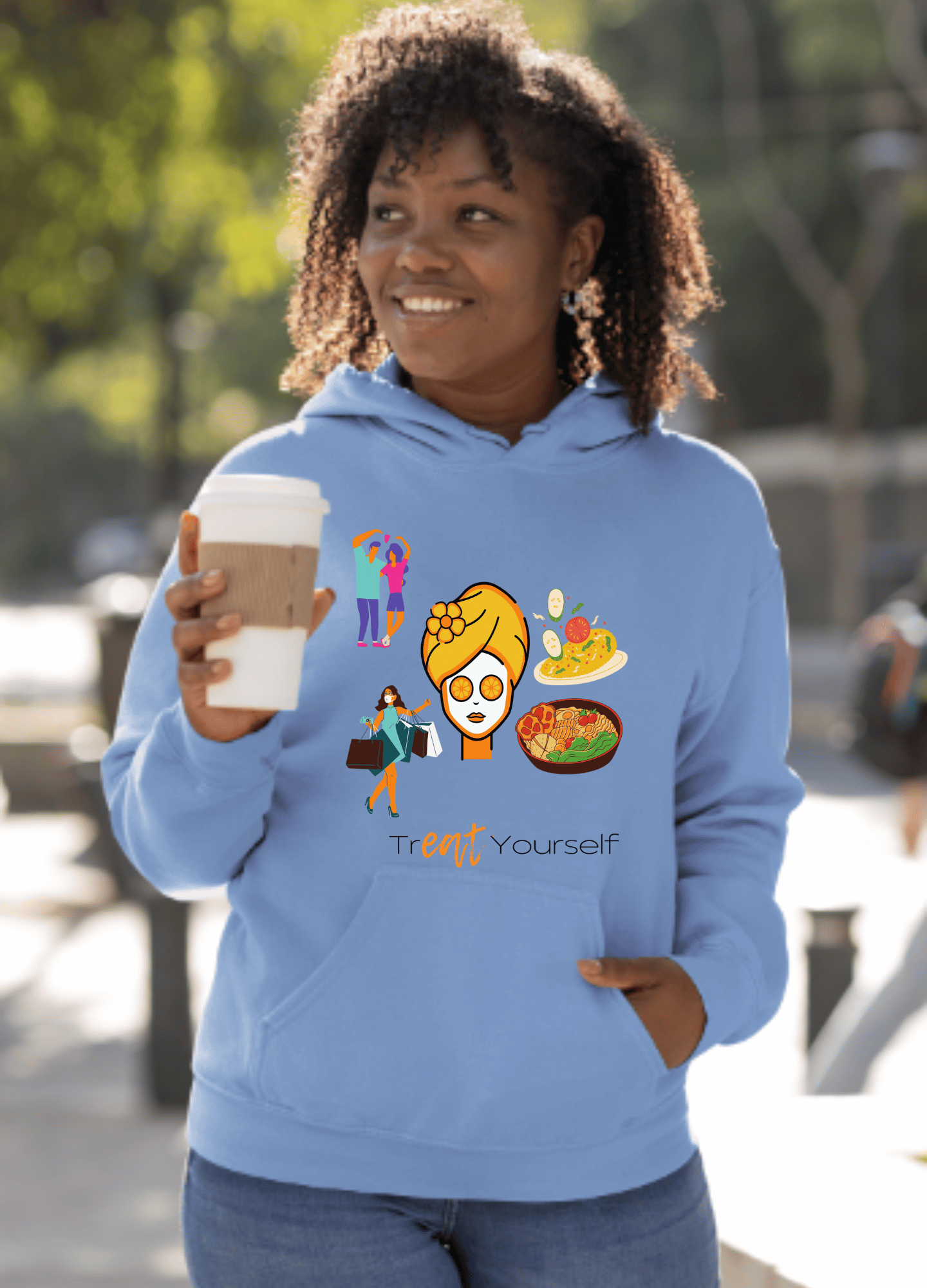Hooded Sweatshirt - Treat Yourself and Eat Hoodie - Hoodie - Totally Bri LLC