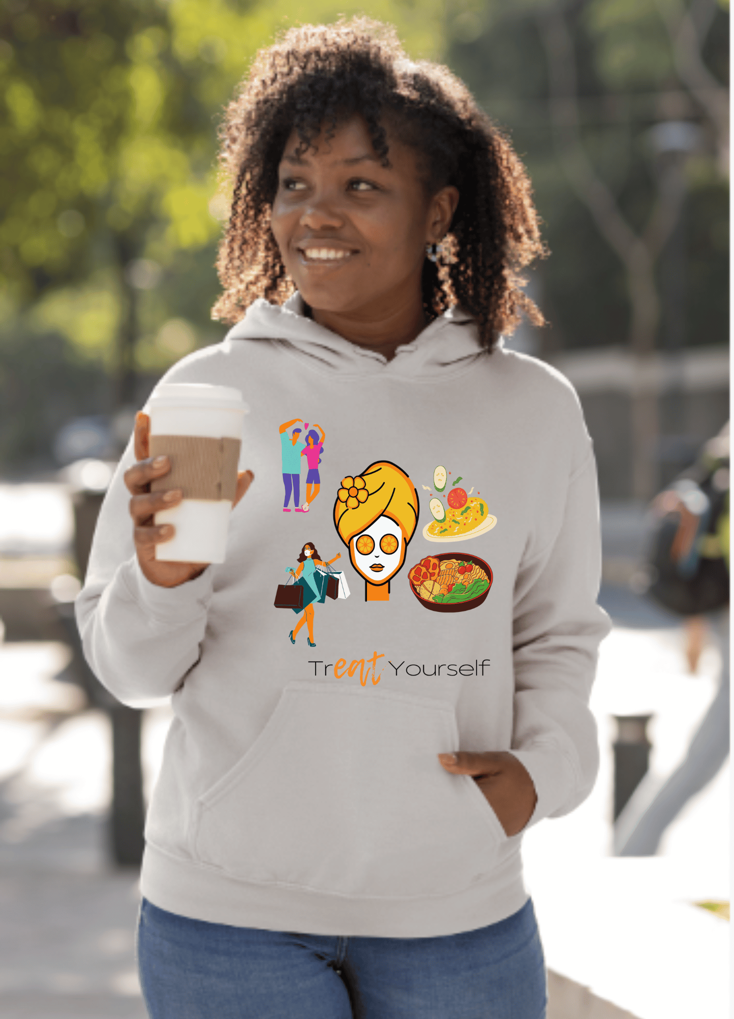 Hooded Sweatshirt - Treat Yourself and Eat Hoodie - Hoodie - Totally Bri LLC