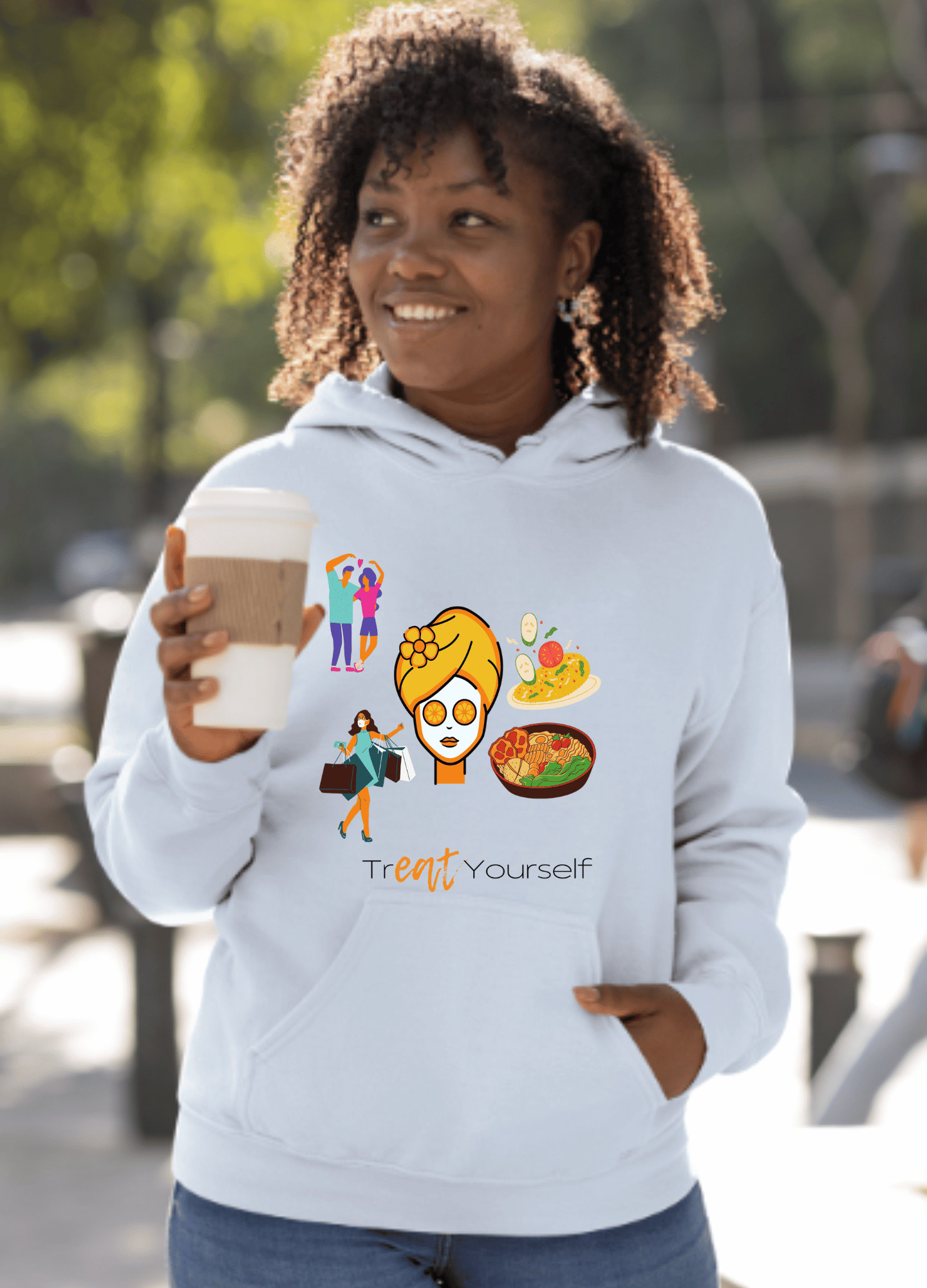 Hooded Sweatshirt - Treat Yourself and Eat Hoodie - Hoodie - Totally Bri LLC