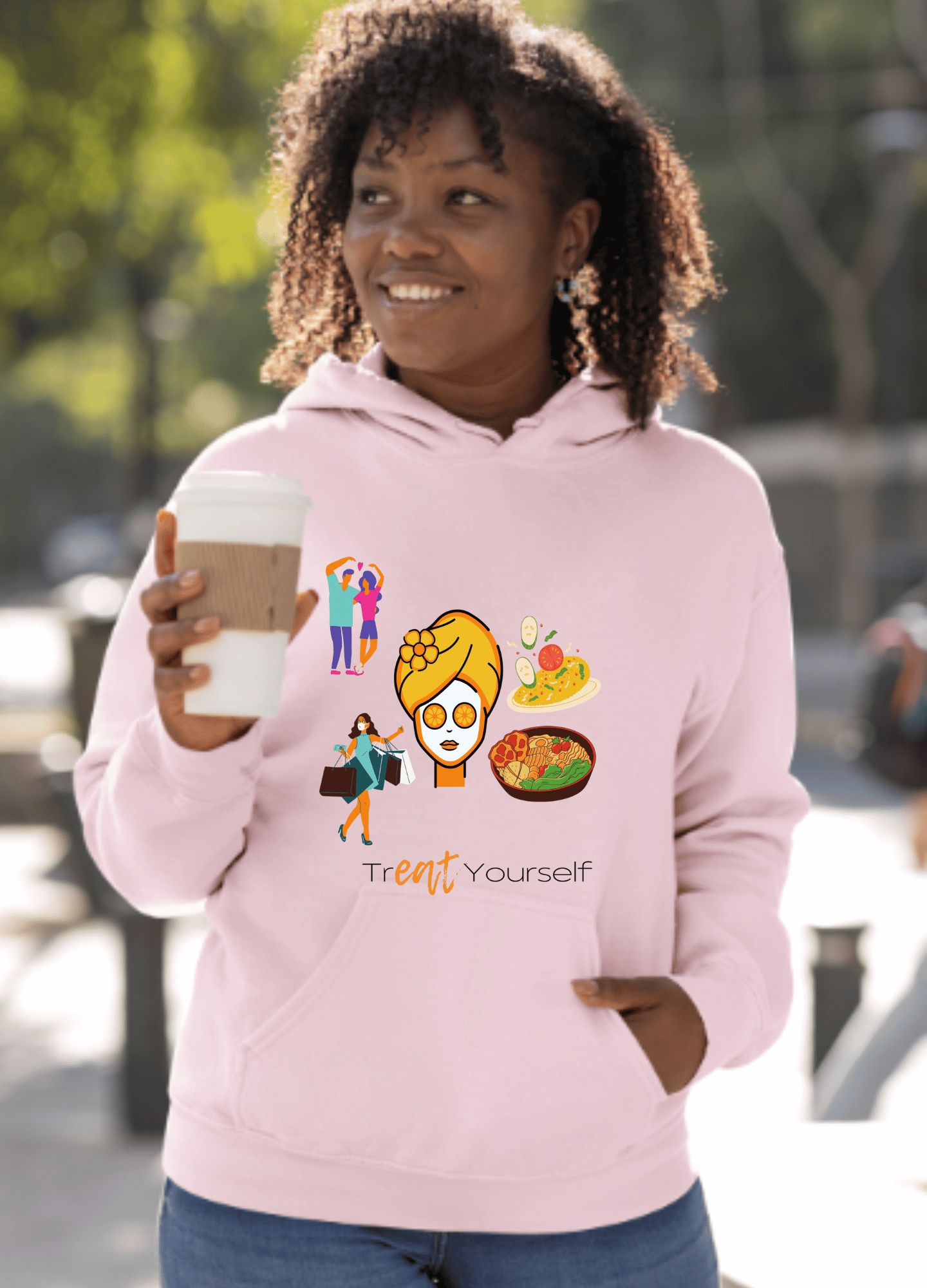 Hooded Sweatshirt - Treat Yourself and Eat Hoodie - Hoodie - Totally Bri LLC