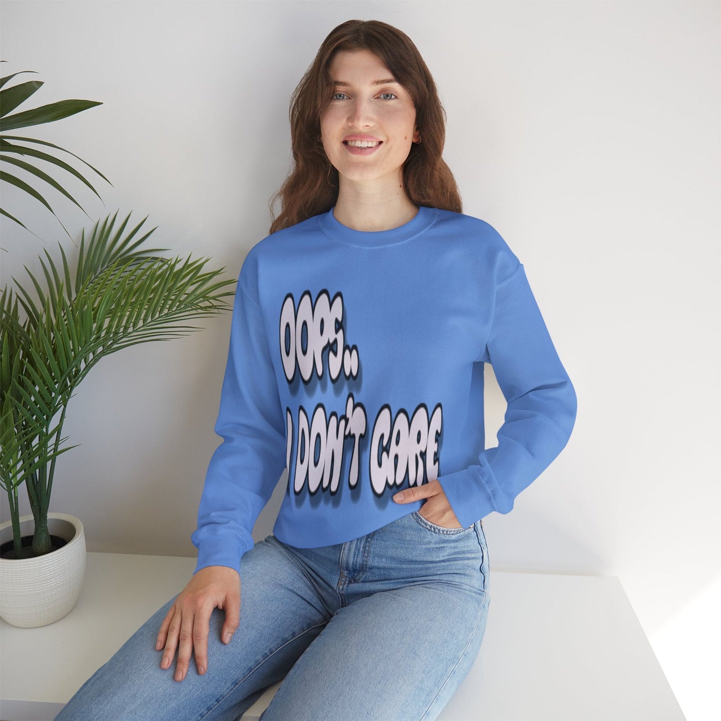 Oops… I Don’t Care Funny Quote Sweatshirt | Gray Print - Sweatshirt - Totally Bri LLC