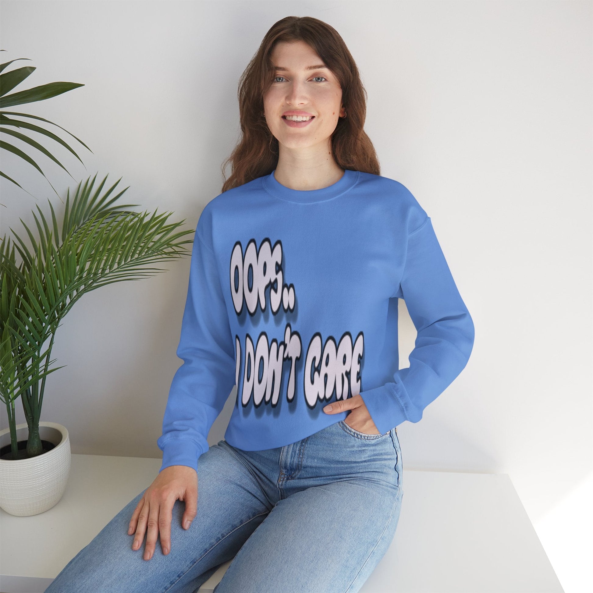 Oops… I Don’t Care Funny Quote Sweatshirt | Gray Print - Sweatshirt - Totally Bri LLC