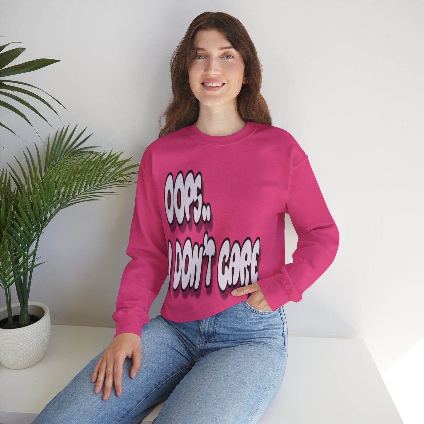 Oops… I Don’t Care Funny Quote Sweatshirt | Gray Print - Sweatshirt - Totally Bri LLC