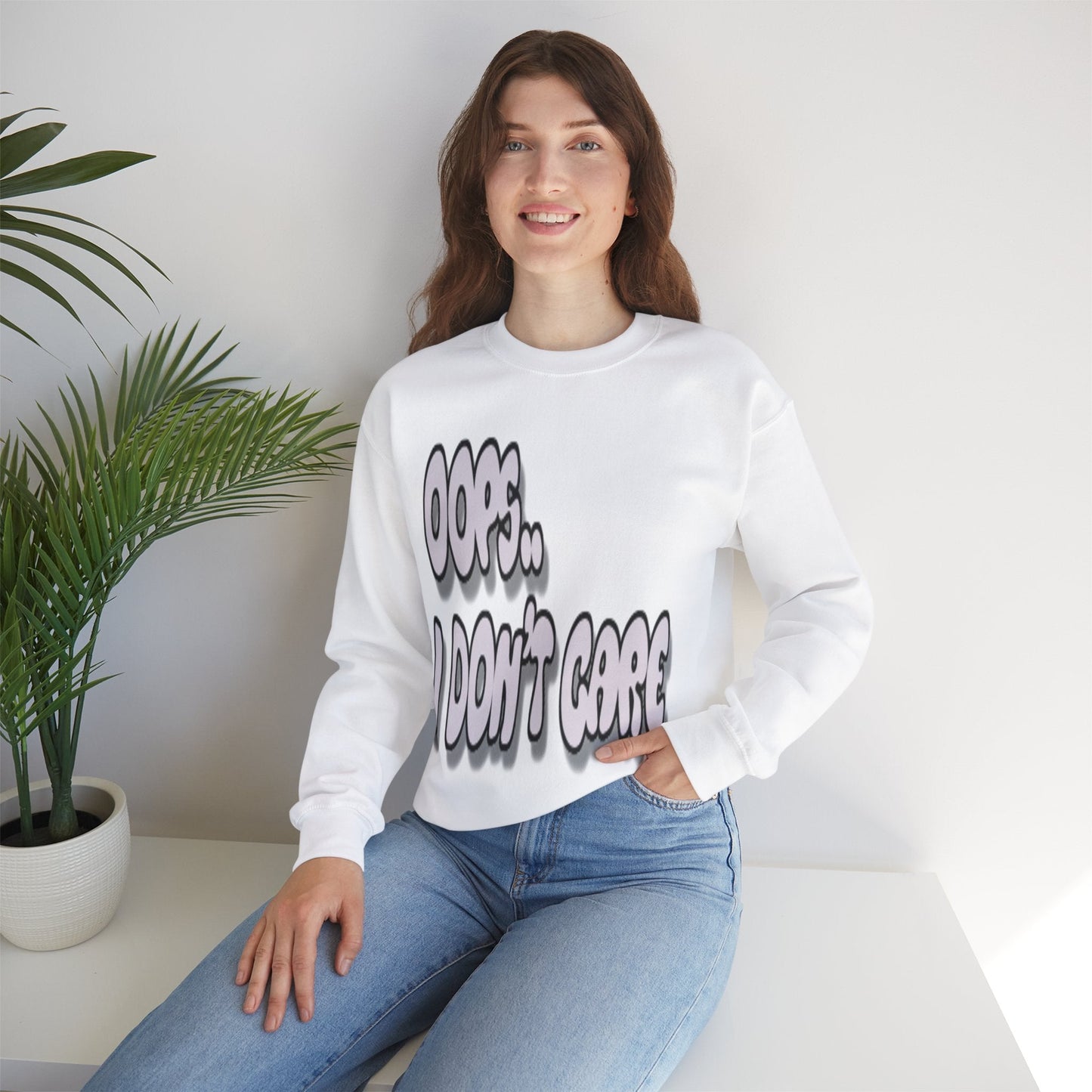 Oops… I Don’t Care Funny Quote Sweatshirt | Gray Print - Sweatshirt - Totally Bri LLC