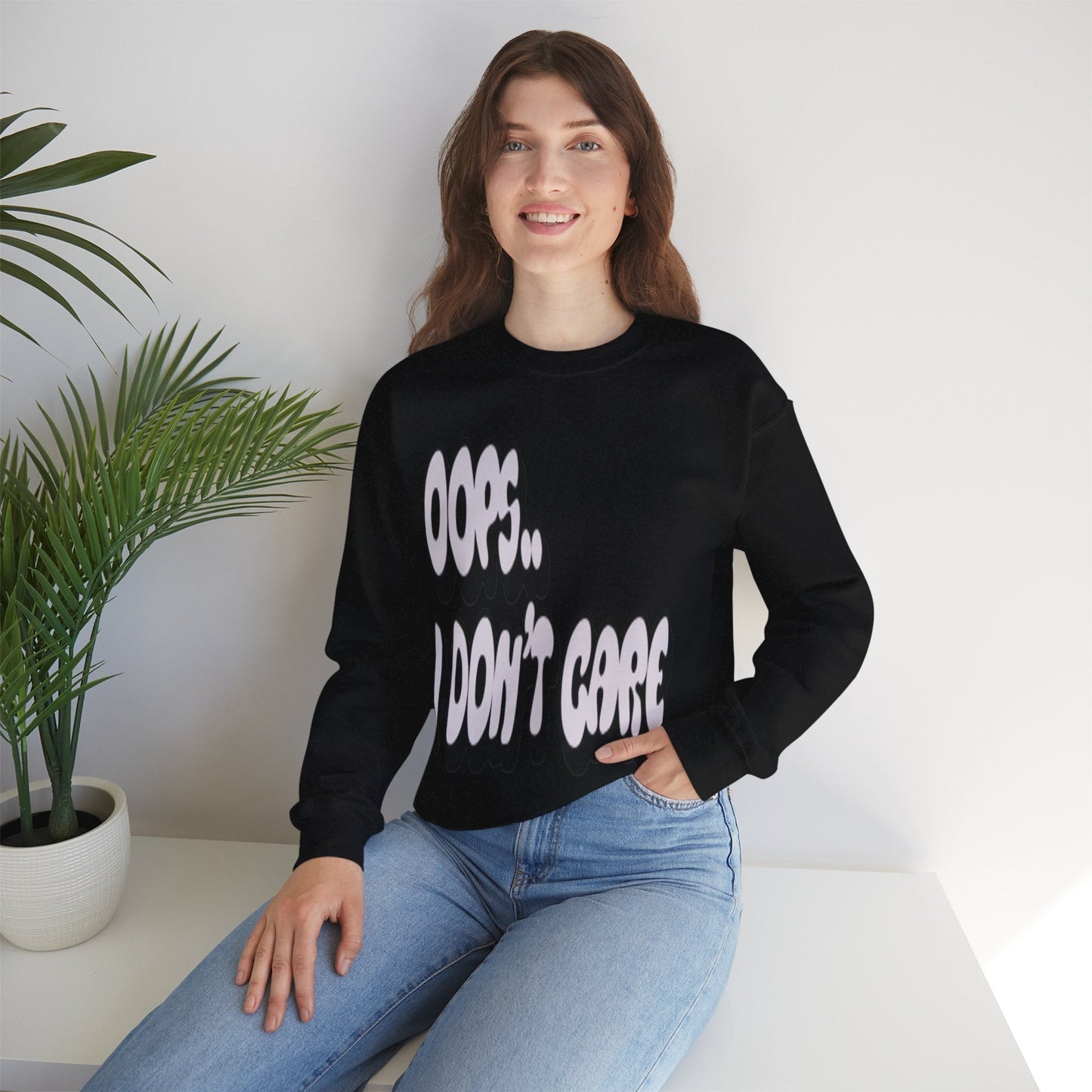 Oops… I Don’t Care Funny Quote Sweatshirt | Gray Print - Sweatshirt - Totally Bri LLC