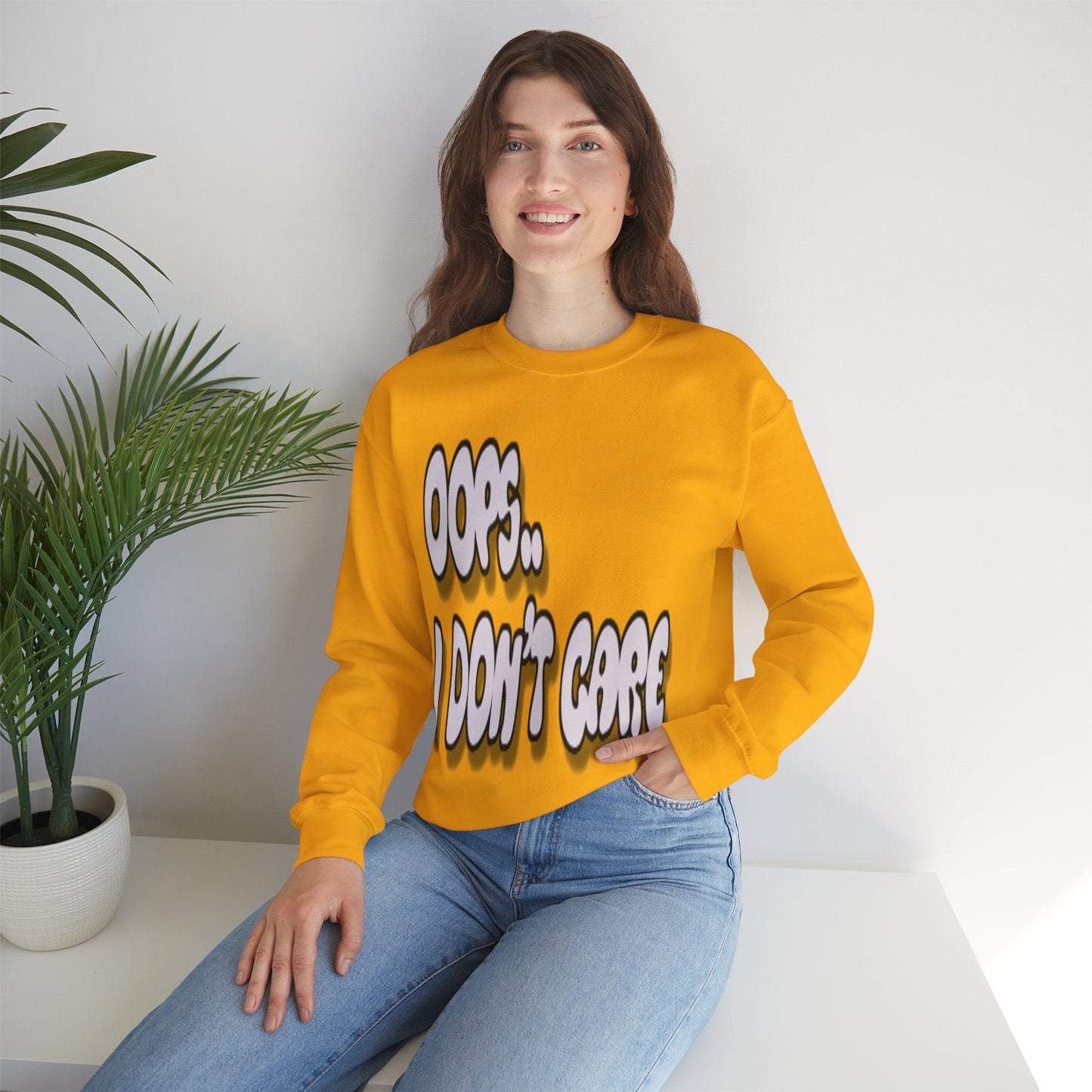 Oops… I Don’t Care Funny Quote Sweatshirt | Gray Print - Sweatshirt - Totally Bri LLC