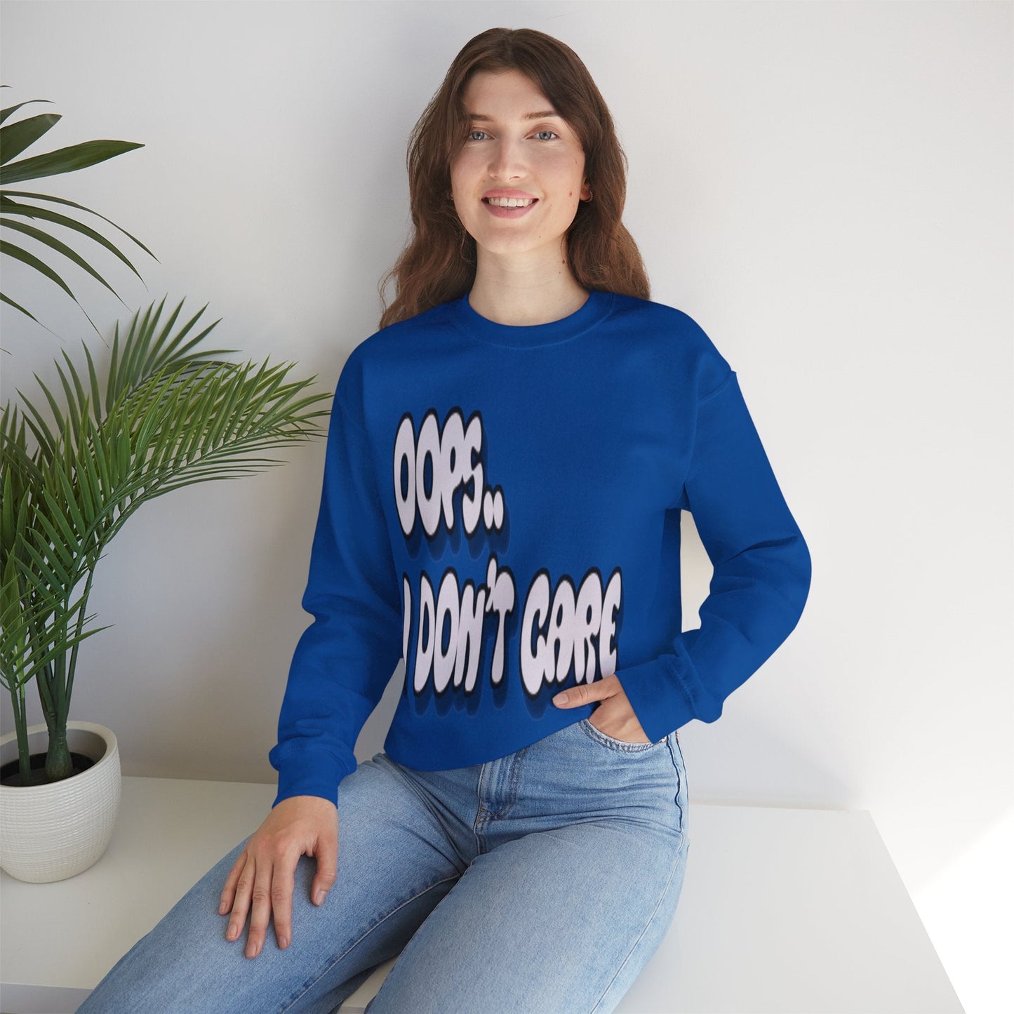 Oops… I Don’t Care Funny Quote Sweatshirt | Gray Print - Sweatshirt - Totally Bri LLC