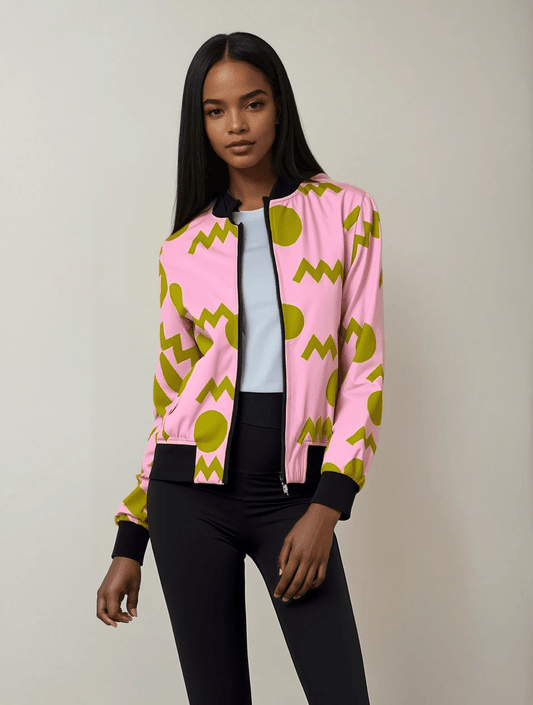 Pink Blossom Women's Bomber Jacket - All Over Prints - Totally Bri LLC