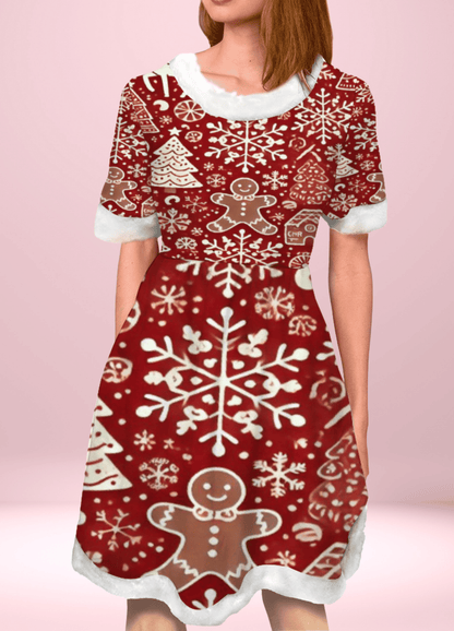 Snowflake Serenade Short Sleeve Dress - dress - Totally Bri LLC