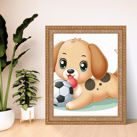 Spotty Soccer Pup Poster - Poster - Totally Bri LLC