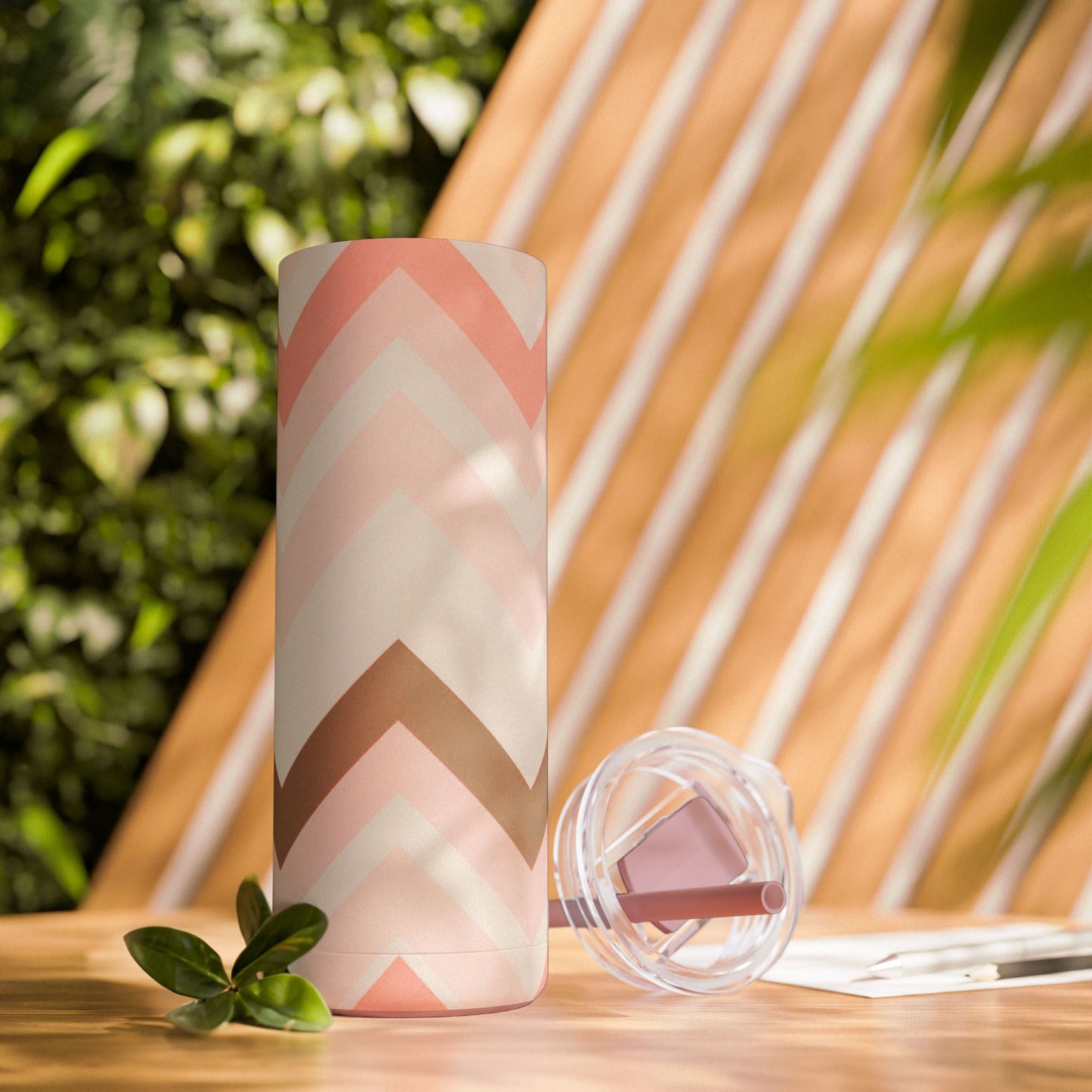Tumbler Cup - Pink Chevron Sipster - 20oz Skinny - Mug - Totally Bri LLC