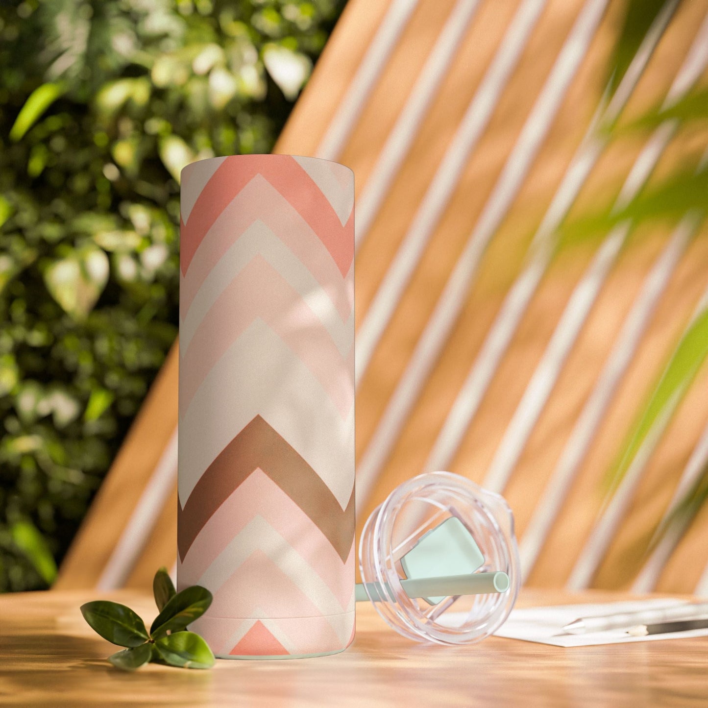 Tumbler Cup - Pink Chevron Sipster - 20oz Skinny - Mug - Totally Bri LLC