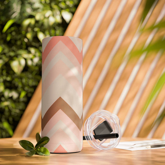 Tumbler Cup - Pink Chevron Sipster - 20oz Skinny - Mug - Totally Bri LLC