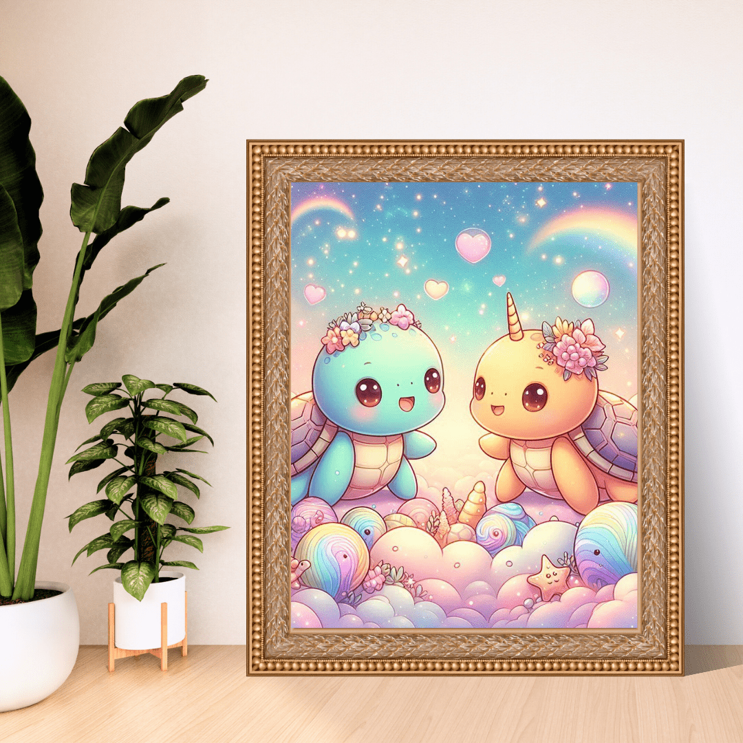 Turtley Friends - Whimsical Turtle Wall Art Poster - Poster - Totally Bri LLC