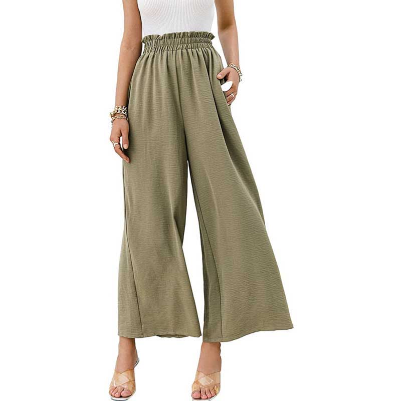Versatile Chic: Cotton Linen High Waist Wide - Legged Pants - wide leg pants - Totally Bri LLC