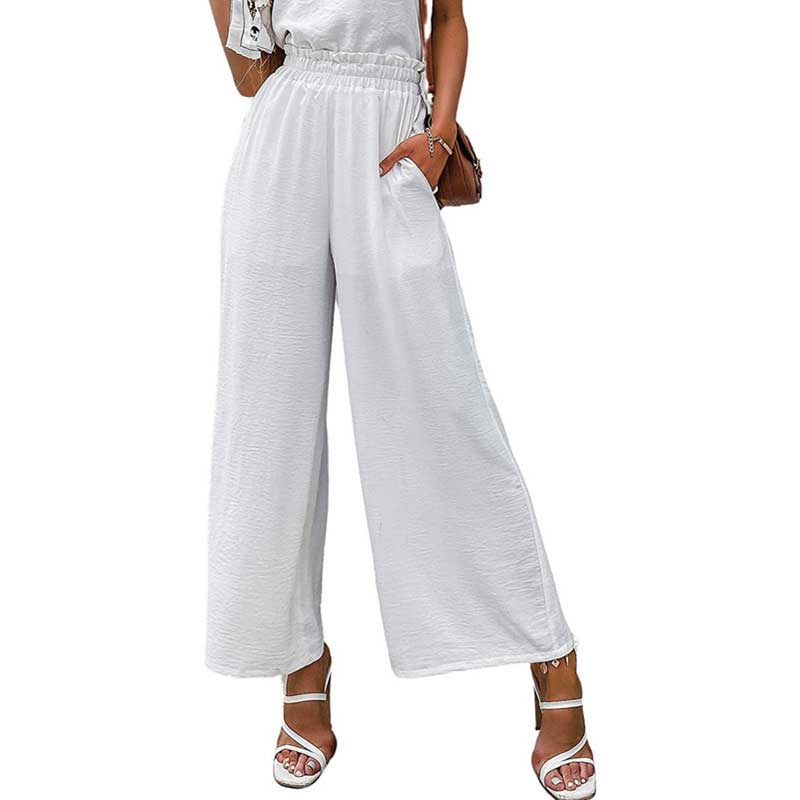 Versatile Chic: Cotton Linen High Waist Wide - Legged Pants - wide leg pants - Totally Bri LLC