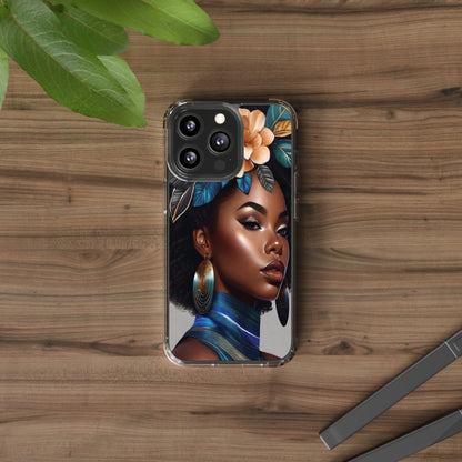 Beauty In Full Bloom | Black Girl Art | Clear Phone Case - Phone Case - Totally Bri LLC