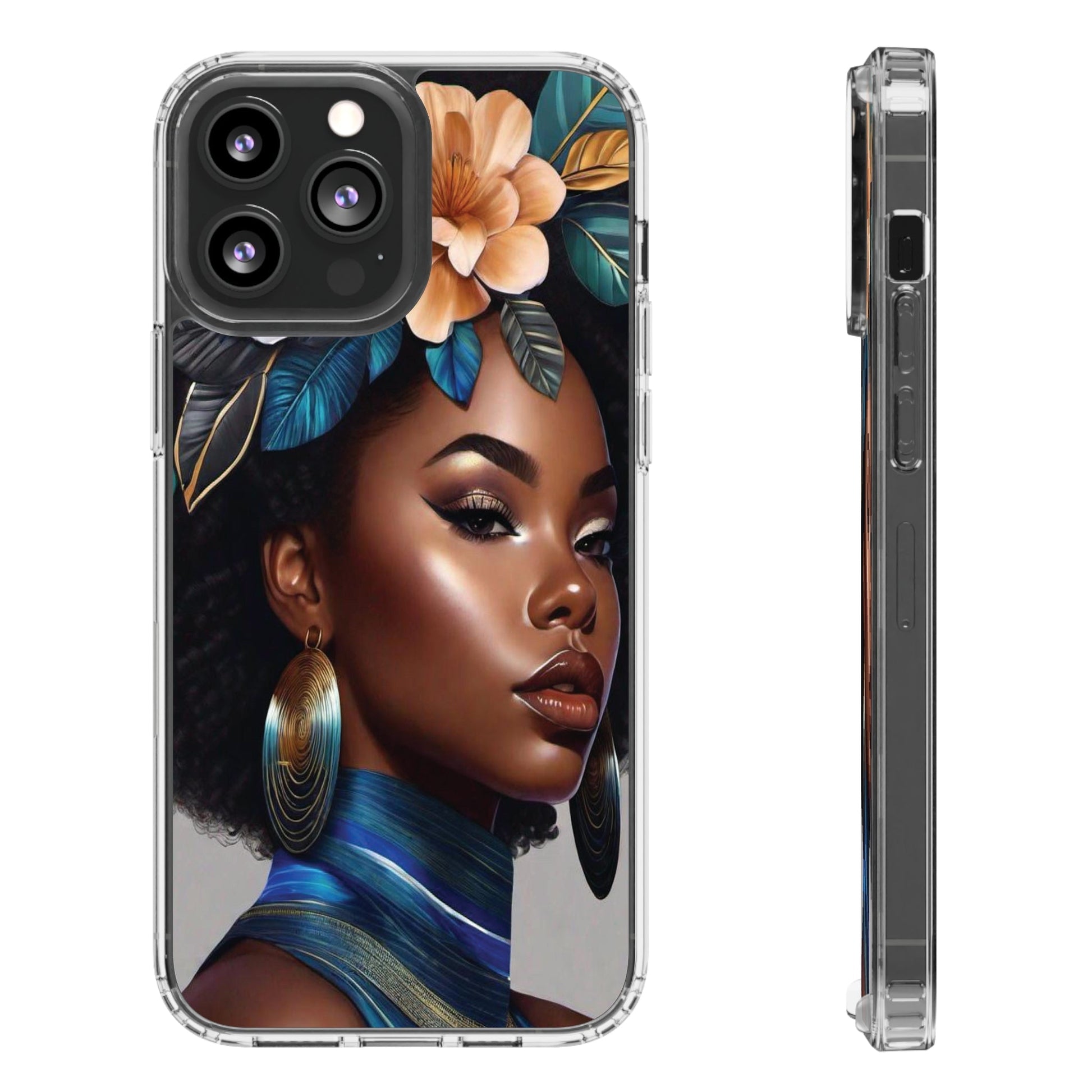 Beauty In Full Bloom | Black Girl Art | Clear Phone Case - Phone Case - Totally Bri LLC