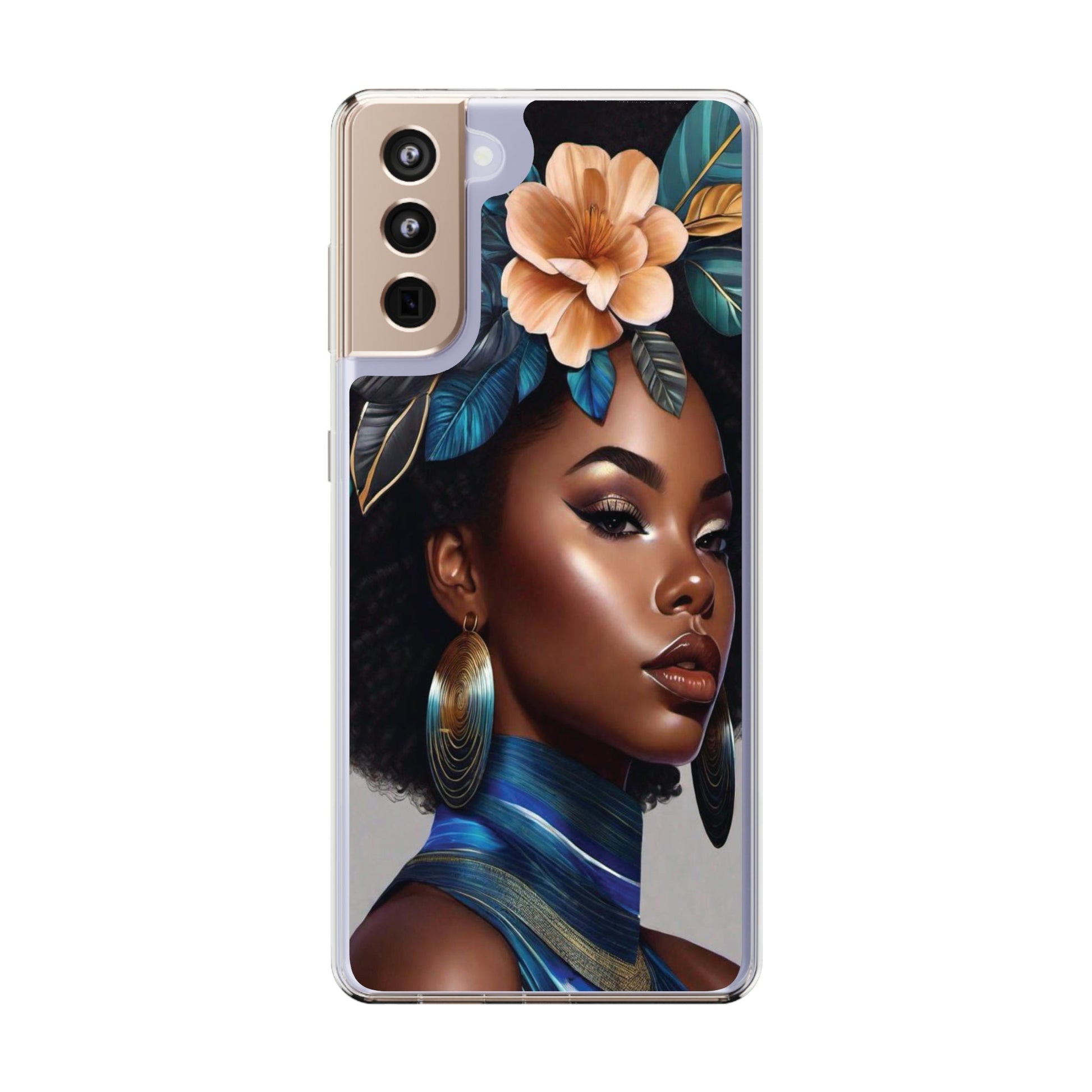 Beauty In Full Bloom | Black Girl Art | Clear Phone Case - Phone Case - Totally Bri LLC