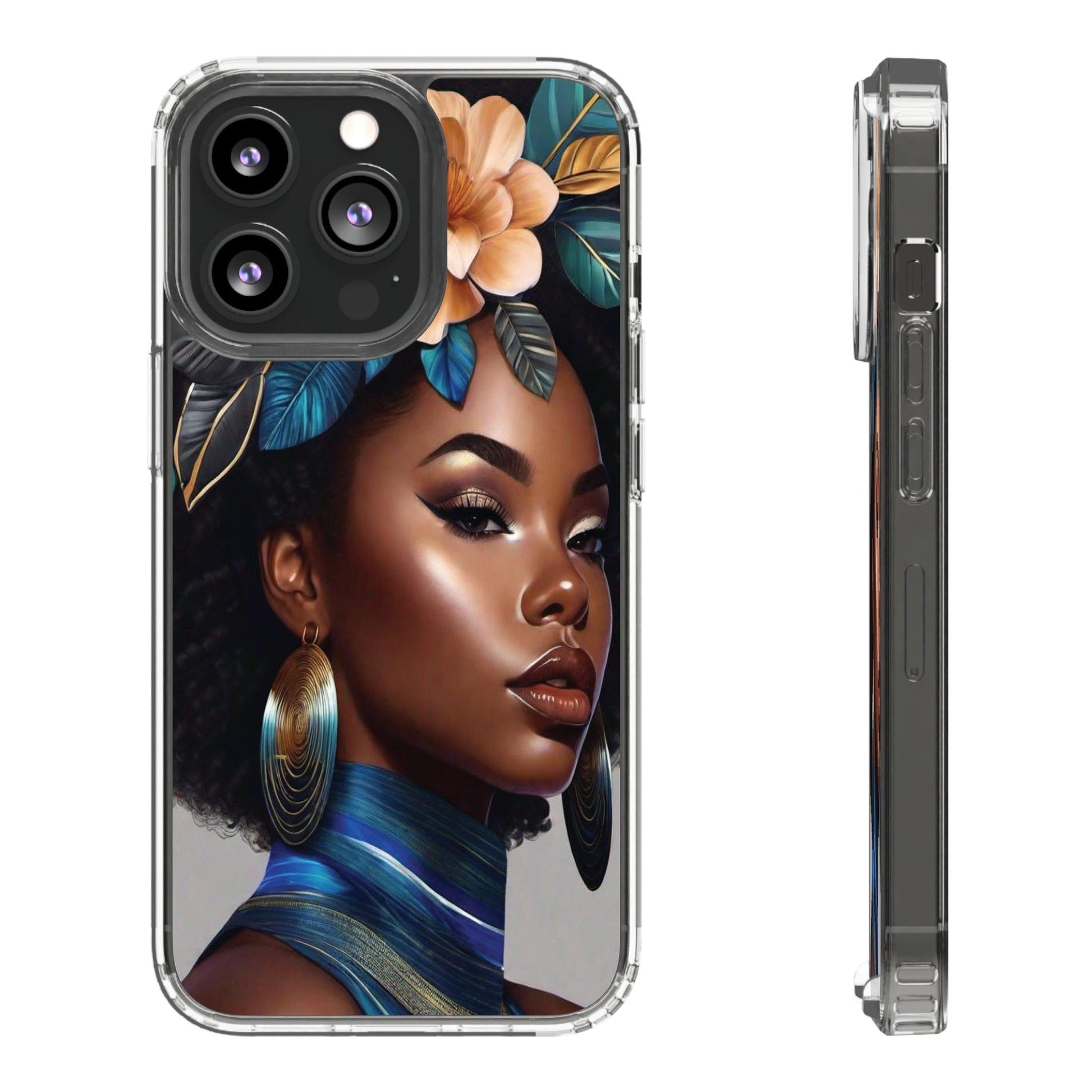 Beauty In Full Bloom | Black Girl Art | Clear Phone Case - Phone Case - Totally Bri LLC