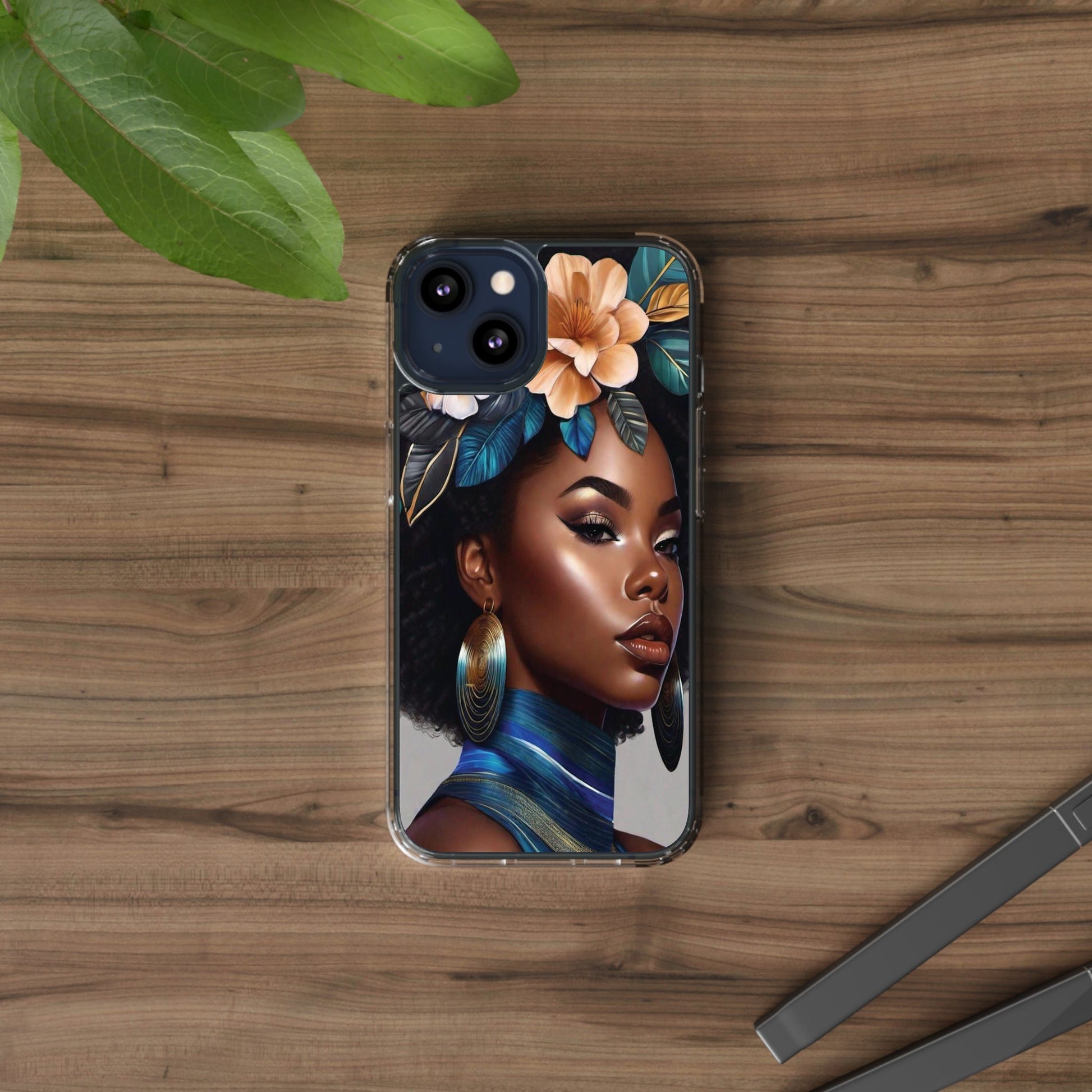 Beauty In Full Bloom | Black Girl Art | Clear Phone Case - Phone Case - Totally Bri LLC