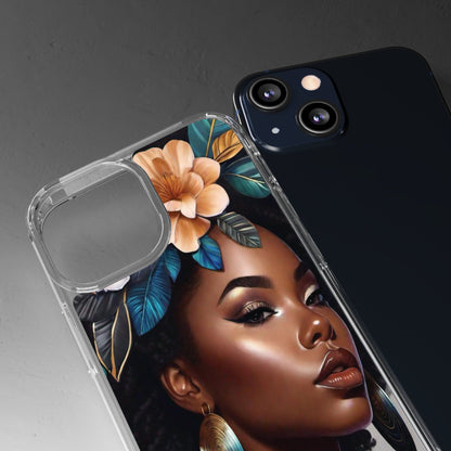 Beauty In Full Bloom | Black Girl Art | Clear Phone Case - Phone Case - Totally Bri LLC