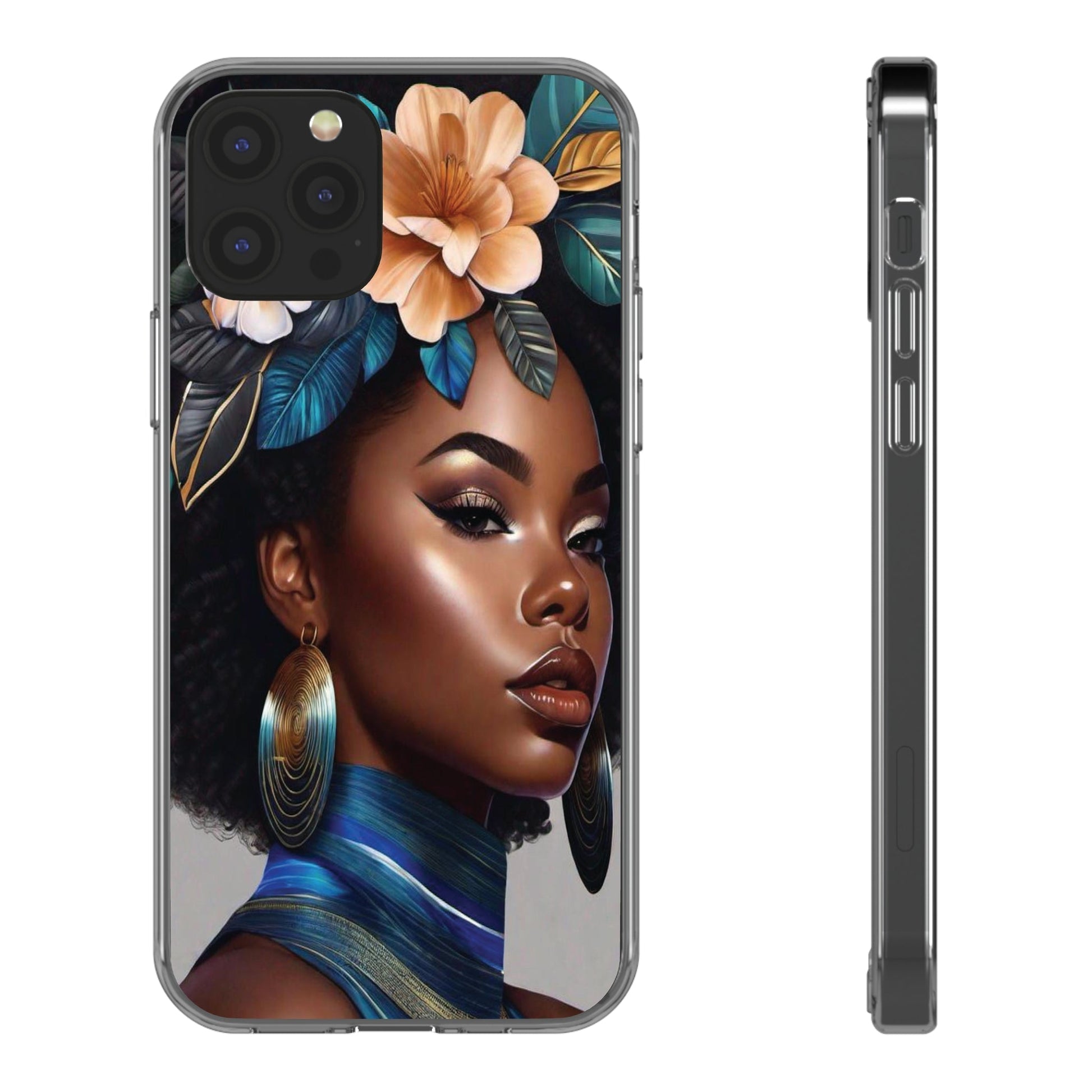 Beauty In Full Bloom | Black Girl Art | Clear Phone Case - Phone Case - Totally Bri LLC