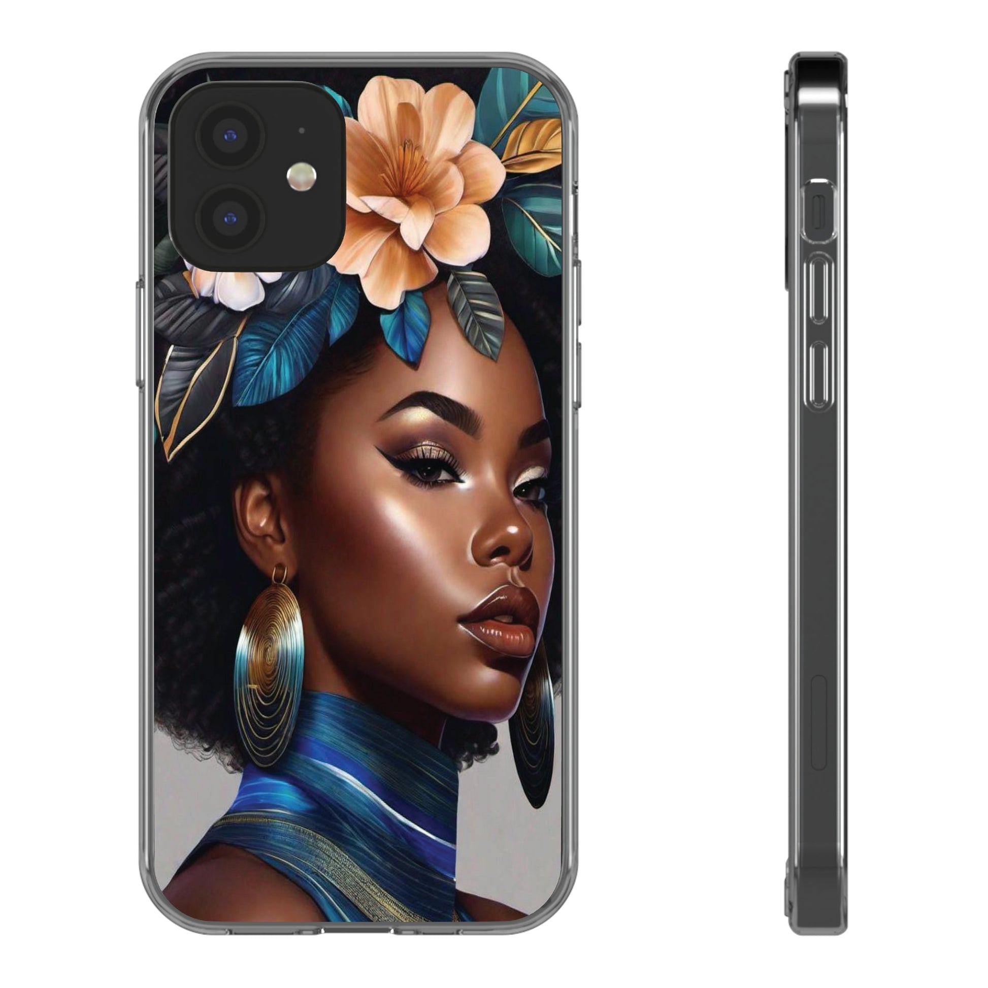 Beauty In Full Bloom | Black Girl Art | Clear Phone Case - Phone Case - Totally Bri LLC