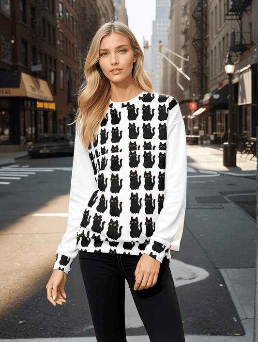 Black Feline Focus Sweatshirt - All Over Prints - Totally Bri LLC