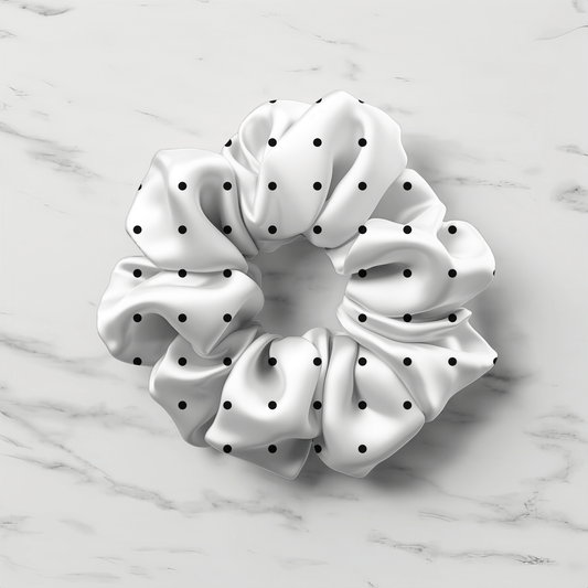 Black Polka Pleasure Pattern Scrunchie - Accessories - Totally Bri LLC