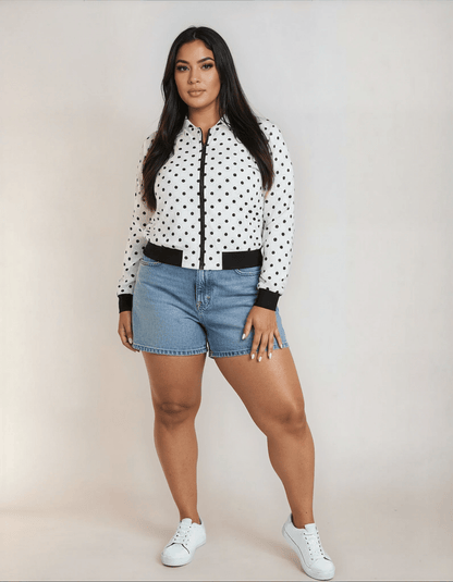 Black Polka Pleasure | Women's Bomber Jacket - All Over Prints - Totally Bri LLC
