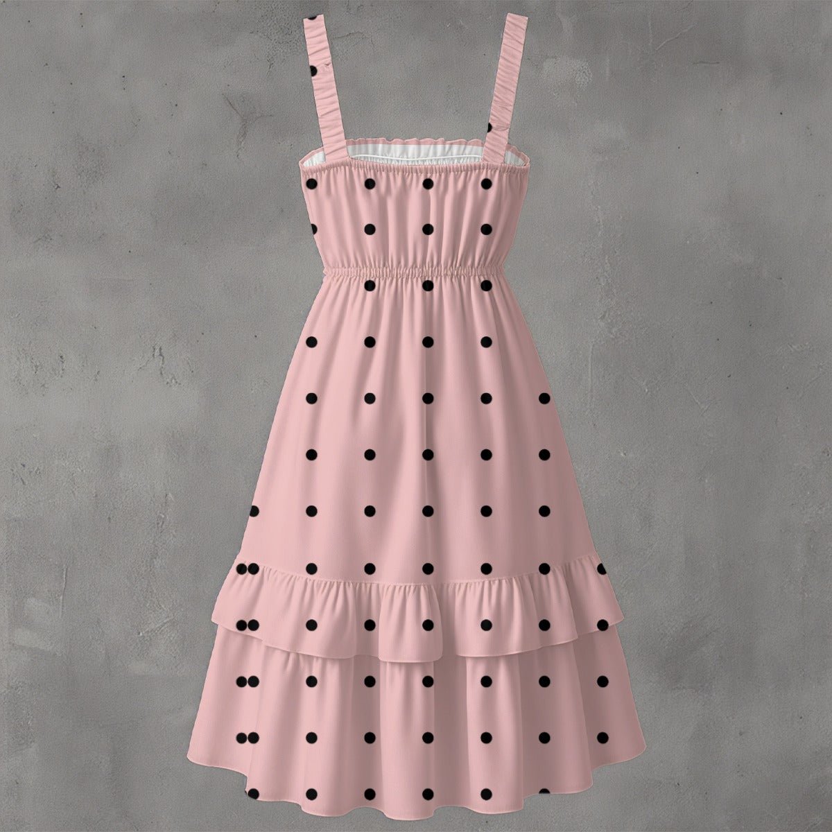 Black Polka Pleasures Baby Pink Women's Ruffle Hem Dress Totally Bri LLC Black Polka Pleasures Baby Pink Women's Ruffle Hem Dress Totally Bri LLC