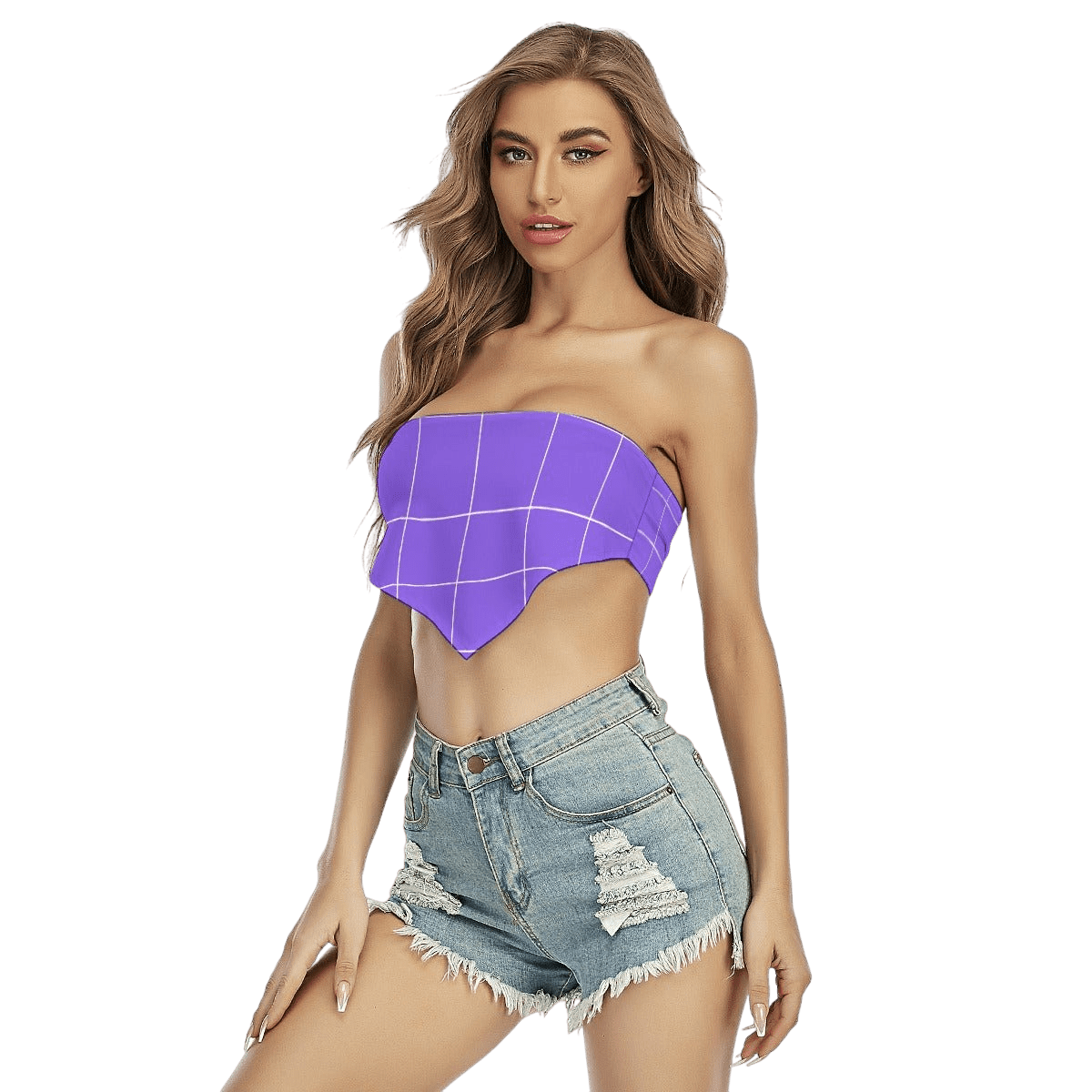 Checkered Charm Purple Women's Triangle Tube Top - Totally Bri LLC