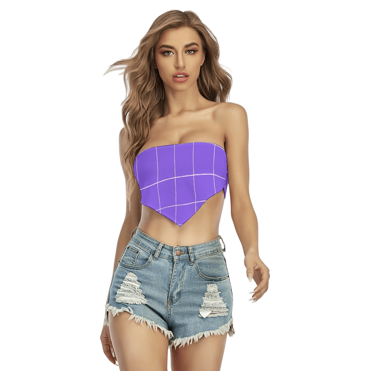 Checkered Charm Purple Women's Triangle Tube Top - Totally Bri LLC
