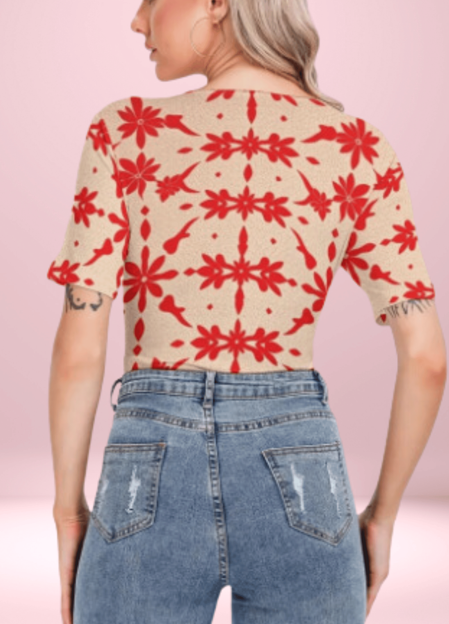 Chic in Stripes: The Red Bodysuit Look | Women's Short Sleeve Bodysuit - bodysuit - Totally Bri LLC