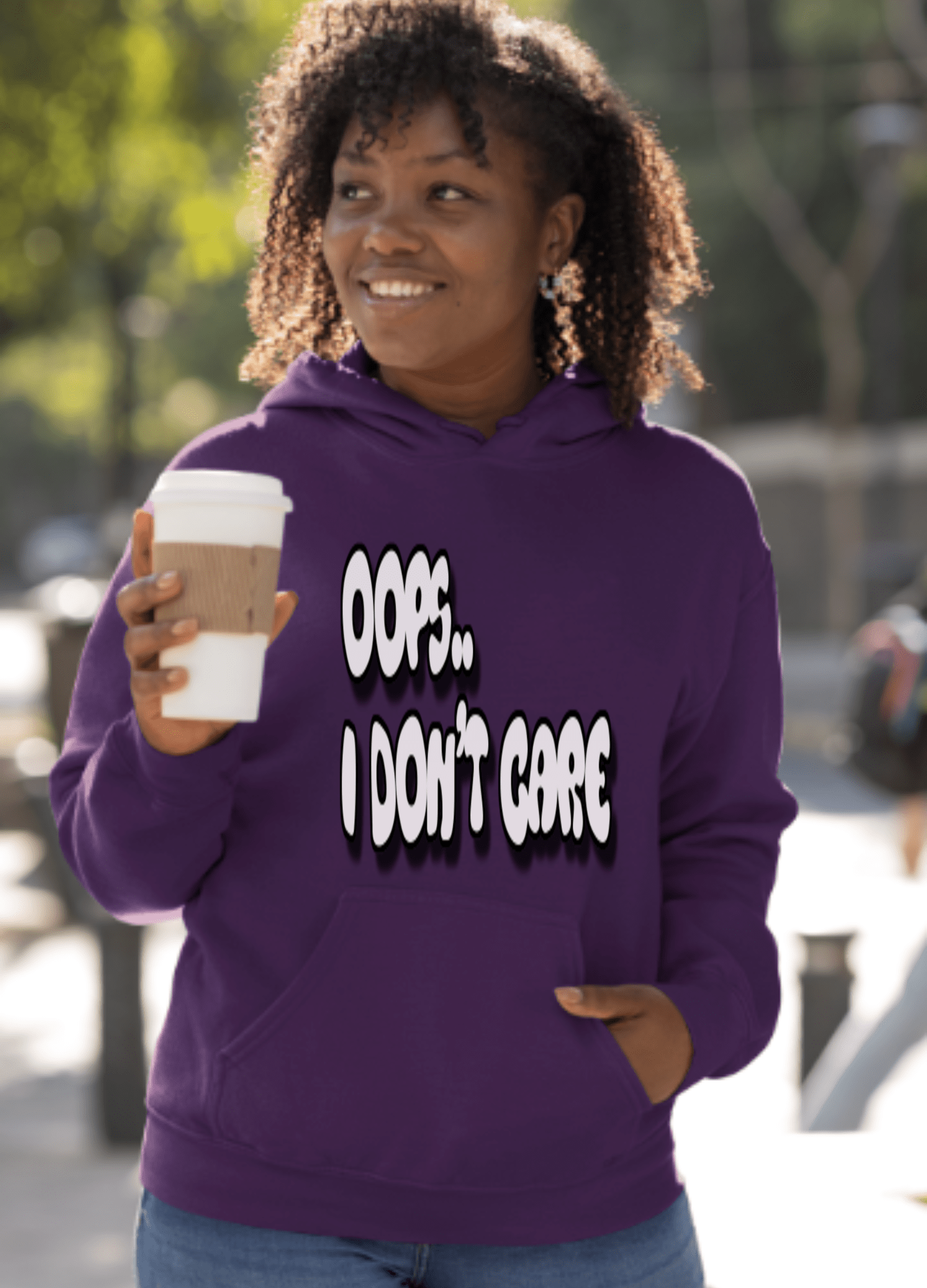 Don't Care | Gray Print | Unisex Hoodie - Hoodie - Totally Bri LLC