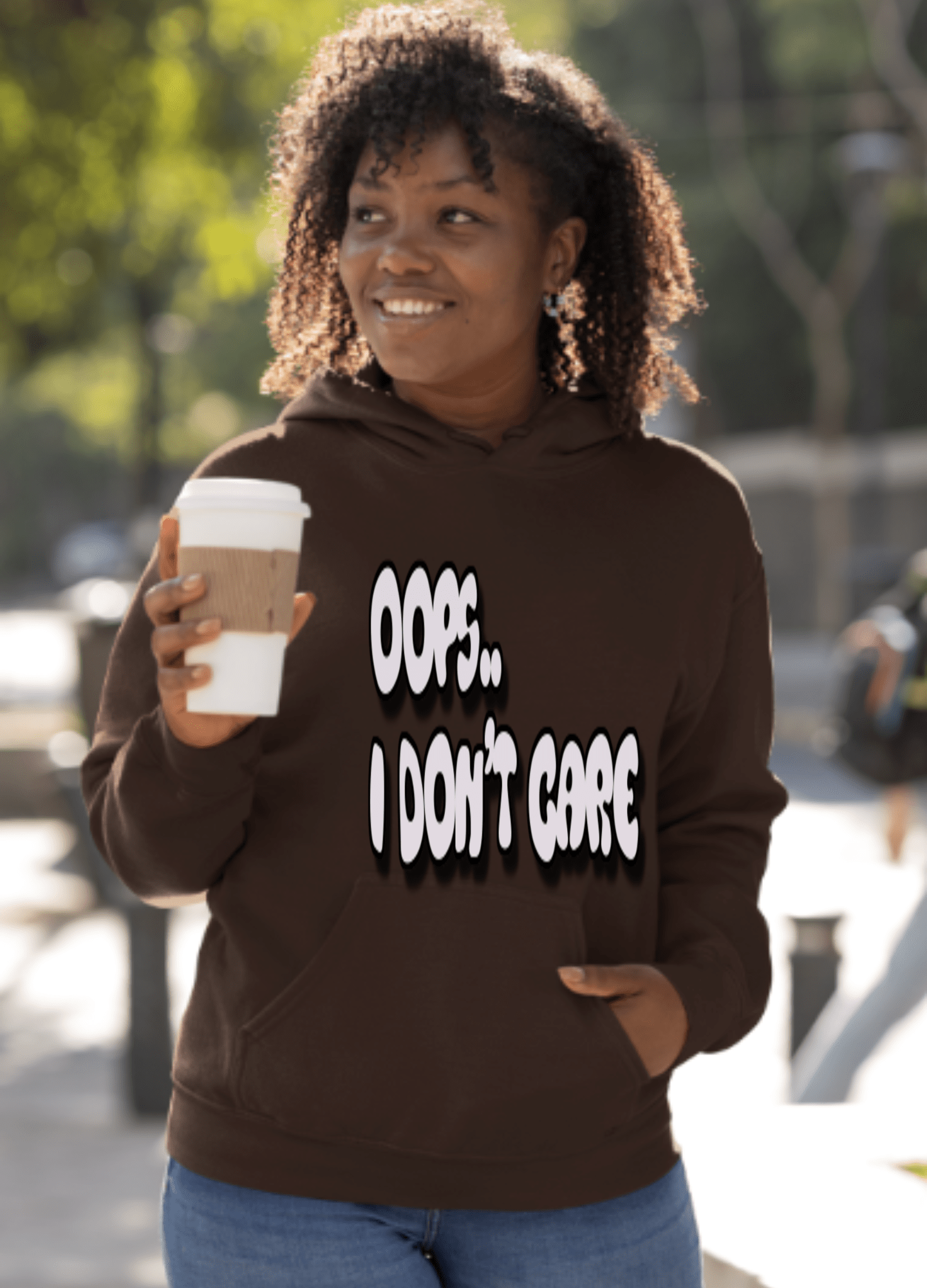 Don't Care | Gray Print | Unisex Hoodie - Hoodie - Totally Bri LLC